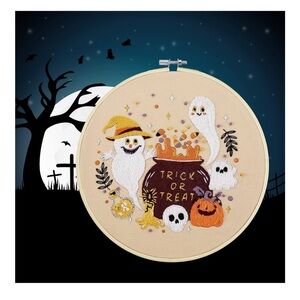 Halloween Embroidery Kit with Ghosts and Pumpkins